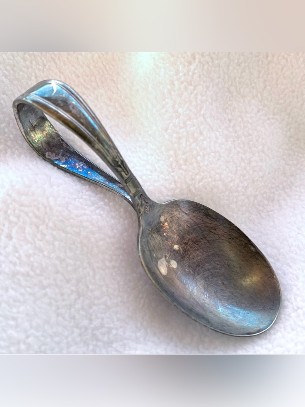 Oneida Mid-Century Modern June Pattern A1 Silver Plated Curled Handle Baby Spoon